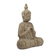 Meditating Buddha Sculpture- Weathered Stone-Look Cream Polyresin 17 Inch