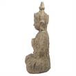 Meditating Buddha Sculpture- Weathered Stone-Look Cream Polyresin 17 Inch