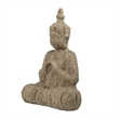 Meditating Buddha Sculpture- Weathered Stone-Look Cream Polyresin 17 Inch