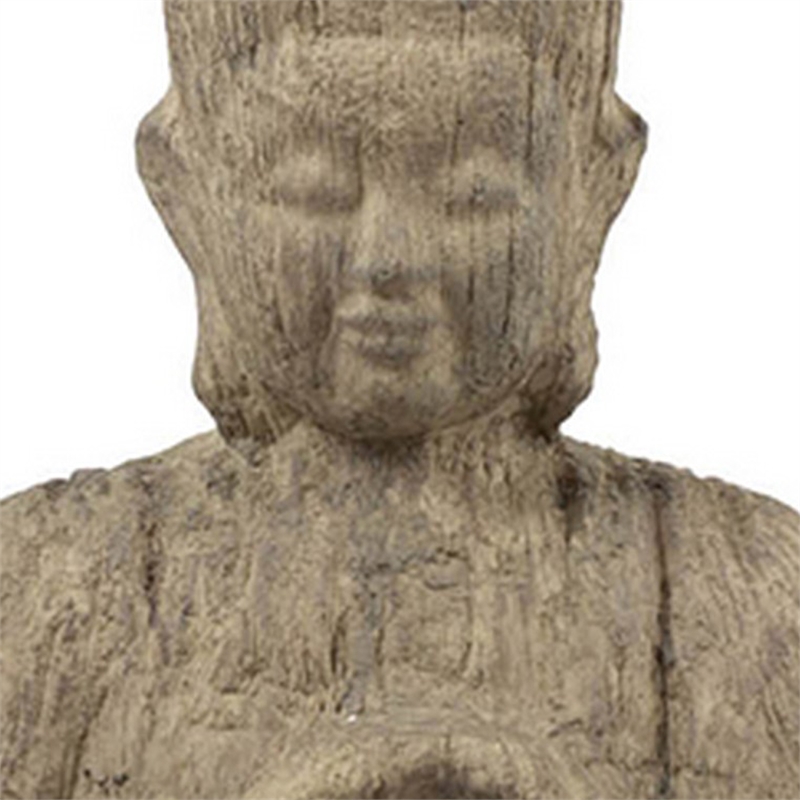 Meditating Buddha Sculpture- Weathered Stone-Look Cream Polyresin 17 Inch
