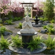 Meditating Buddha Sculpture- Weathered Stone-Look Cream Polyresin 17 Inch