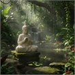 Meditating Buddha Sculpture- Weathered Stone-Look Cream Polyresin 17 Inch