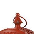 Cia Candle Holder- 12 Inch Oval Shape- Red Iron Frame with Glass Center