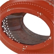Cia Candle Holder- 12 Inch Oval Shape- Red Iron Frame with Glass Center