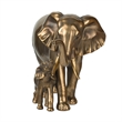 Mother and Baby Elephant Decorative Statue- 12 Inch Gold Bronze Polyresin