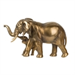 Mother and Baby Elephant Decorative Statue- 12 Inch Gold Bronze Polyresin