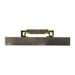 Decorative Tray- Faux Leather Texture Finish- Gold Handles- Gray 19 Inch