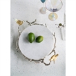 Vada Decorative Tray- Marble Disc- Silver Branch Handles w Birds- 17 Inch