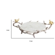 Vada Decorative Tray- Marble Disc- Silver Branch Handles w Birds- 17 Inch