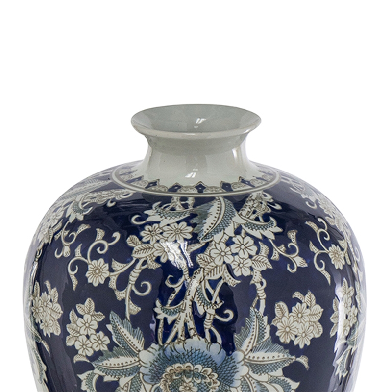 Rayn Decorative Urn- Blue White Chinoiserie Art- 24 Inch Porcelain