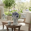 Rayn Decorative Urn- Blue White Chinoiserie Art- 24 Inch Porcelain
