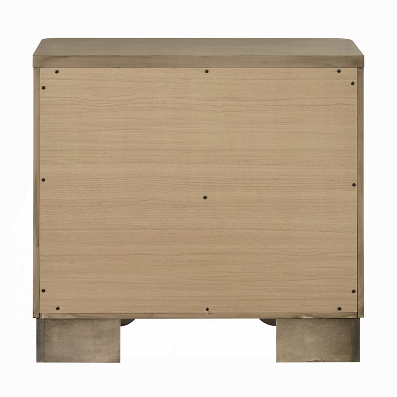 Leky Nightstand- 2 Reeded Drawers- Rounded Corners- Antique Oak Brown