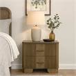 Leky Nightstand- 2 Reeded Drawers- Rounded Corners- Antique Oak Brown