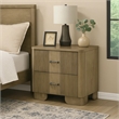 Leky Nightstand- 2 Reeded Drawers- Rounded Corners- Antique Oak Brown