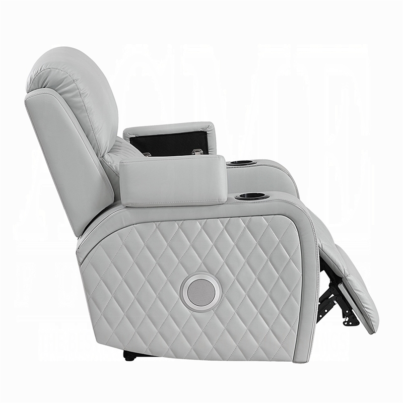 Ely Power Motion Reclining Chair with LED- Light Gray Synthetic Leather
