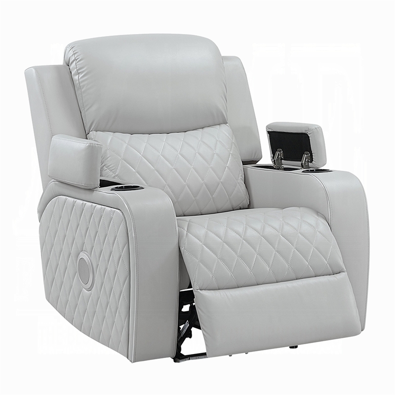 Ely Power Motion Reclining Chair with LED- Light Gray Synthetic Leather
