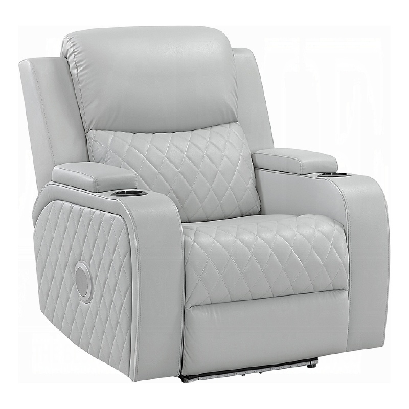 Ely Power Motion Reclining Chair with LED- Light Gray Synthetic Leather