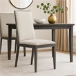 Veny Dining Side Chair Set of 2- Quilted Gray Synthetic Leather Back