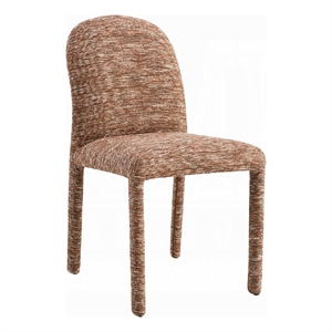 Ladi Dining Side Chair Set of 2- Brown Chenille Padded Seat and Back