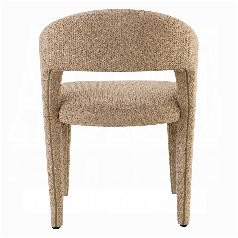 Ladi Dining Side Chair Set of 2- Light Brown Boucle Open Padded Back