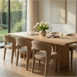 Ladi Dining Side Chair Set of 2- Light Brown Boucle Open Padded Back