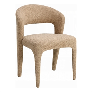 Ladi Dining Side Chair Set of 2- Light Brown Boucle Open Padded Back