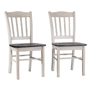 Nova Dining Side Chair Set of 2- Euro Black Wood Seat- Antique White