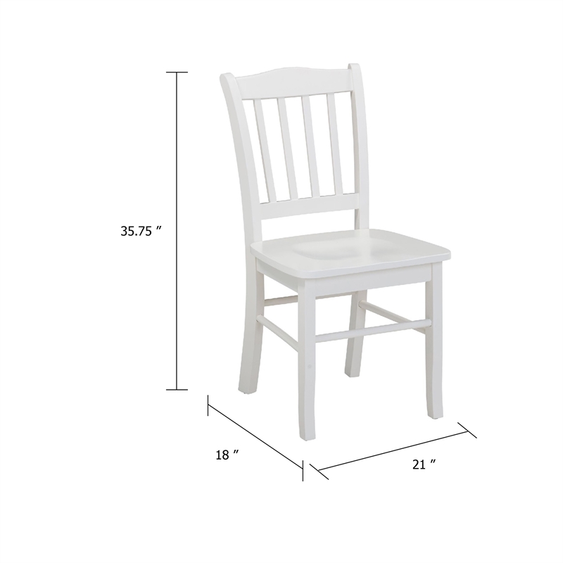 Dining Side Chair Set of 2- Shaker Style- Cream White Wood