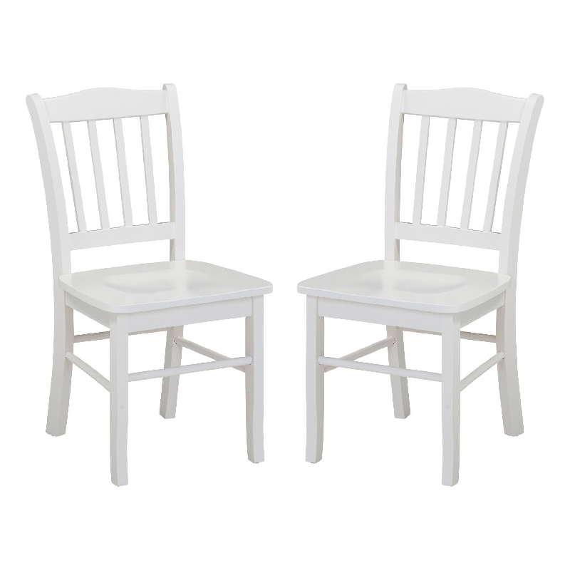 Dining Side Chair Set of 2- Shaker Style- Cream White Wood