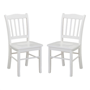 Dining Side Chair Set of 2- Shaker Style- Cream White Wood