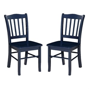 Nova Dining Side Chair Set of 2- Shaker Style- Farmhouse Navy Blue Wood