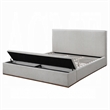 Bex King Platform Bed- Lift Top Storage Bench- Gray Linen Upholstery