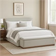 Bex King Platform Bed- Lift Top Storage Bench- Gray Linen Upholstery