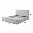Bex Queen Platform Bed- Lift Top Storage Bench Gray Linen Upholstery- Brown