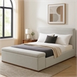 Bex Queen Platform Bed- Lift Top Storage Bench Gray Linen Upholstery- Brown