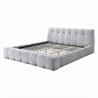 Nah King Platform Bed with Bench- Grid Tufted- Channeled Gray Chenille