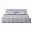 Nah Queen Platform Bed with Bench- Grid Tufted- Channeled Gray Chenille