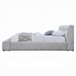 Nah Queen Platform Bed with Bench- Grid Tufted- Channeled Gray Chenille