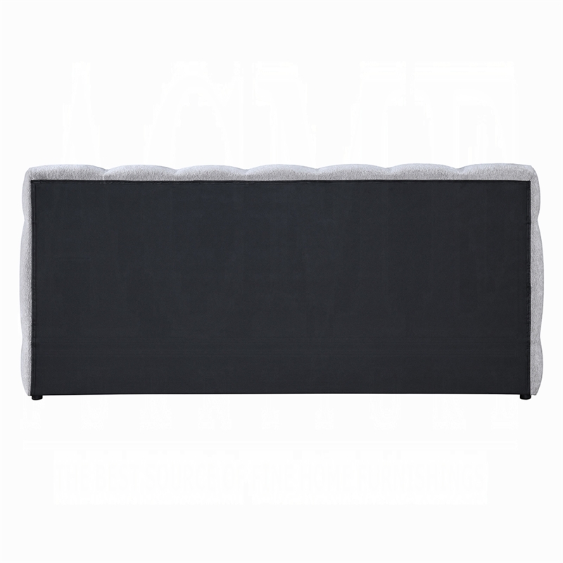 Nah Queen Platform Bed with Bench- Grid Tufted- Channeled Gray Chenille