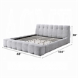 Nah Queen Platform Bed with Bench- Grid Tufted- Channeled Gray Chenille