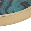 Jemin Decorative Tray with Swirl Patterns- Gold MDF Rim- Blue Glass 18 Inch