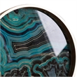 Jemin Decorative Tray with Swirl Patterns- Gold MDF Rim- Blue Glass 18 Inch