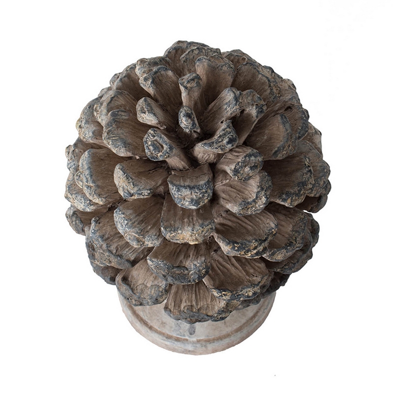 Hazel Accent Decor- 11 Inch Pine Cone Polyresin Sculpture- Gray