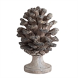 Hazel Accent Decor- 11 Inch Pine Cone Polyresin Sculpture- Gray
