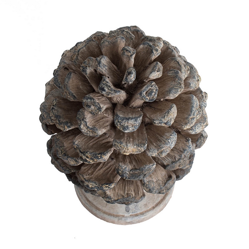 Hazel Accent Decor- 11 Inch Pine Cone Polyresin Sculpture- Gray