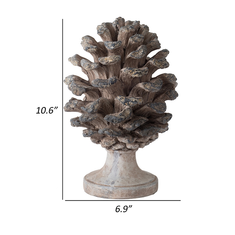 Hazel Accent Decor- 11 Inch Pine Cone Polyresin Sculpture- Gray