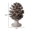 Hazel Accent Decor- 11 Inch Pine Cone Polyresin Sculpture- Gray