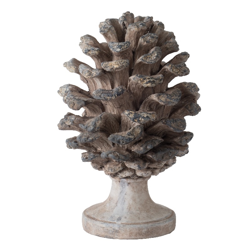 Hazel Accent Decor- 11 Inch Pine Cone Polyresin Sculpture- Gray
