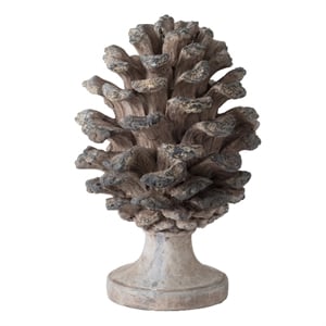 Hazel Accent Decor- 11 Inch Pine Cone Polyresin Sculpture- Gray