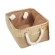 Nesting Basket Set of 3- Rope Handles- Gold Accents- Brown Jute Fabric